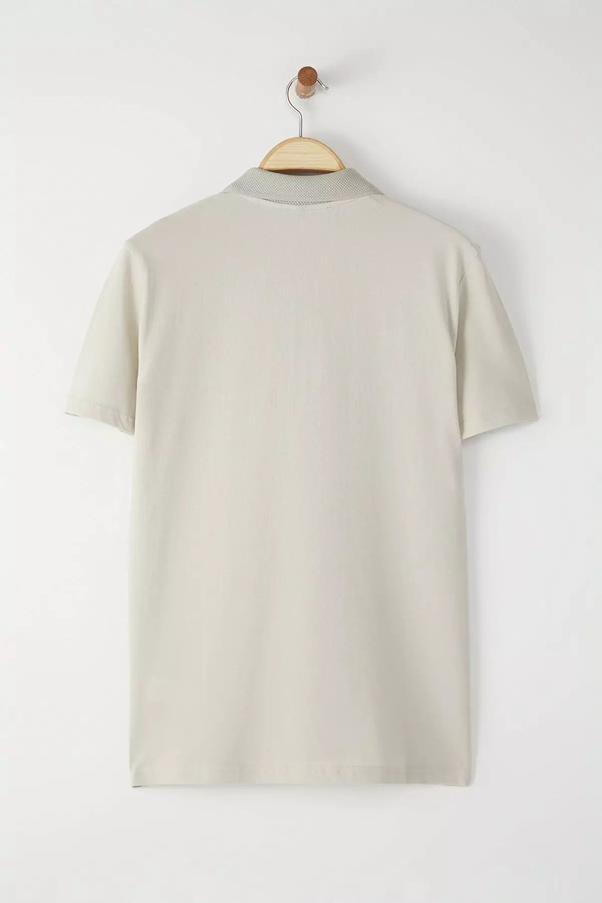 Stone Regular/Normal Cut Zippered 100% Cotton Polo Neck T-Shirt