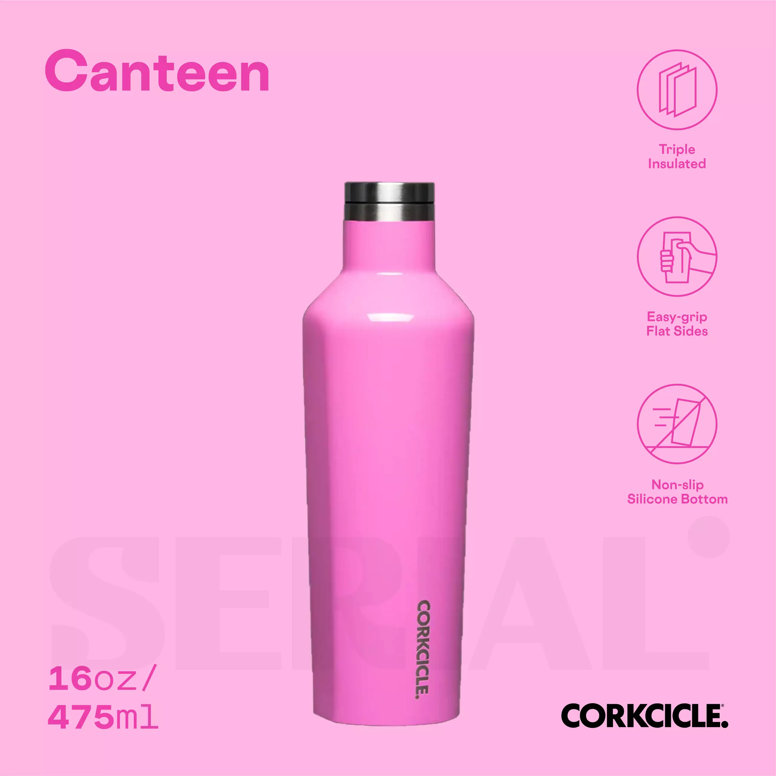 CORKCICLE® Canteen 16oz - Miami Pink