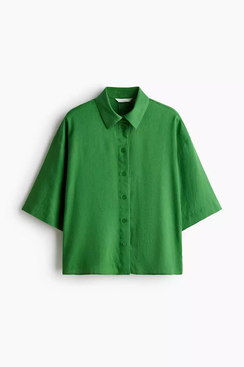 Oversized linen-blend shirt
