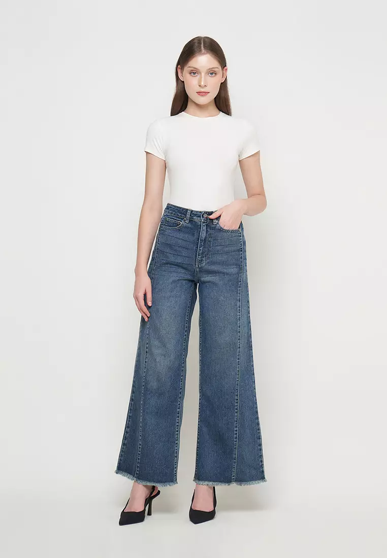 DUST Celana Side Panel Baggy Jeans Serana Blue (D.39148)