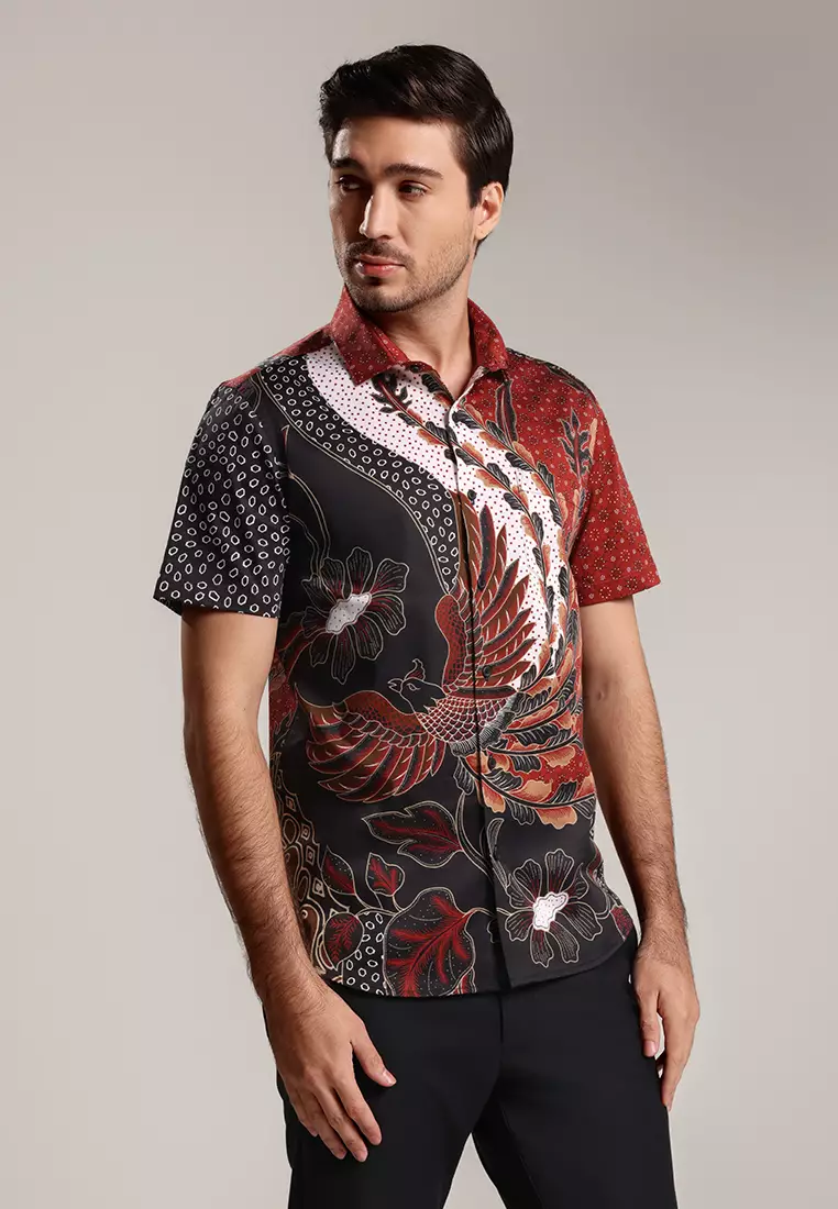 MOC - Kemeja Batik Pria Lengan Pendek Lakhon - Red