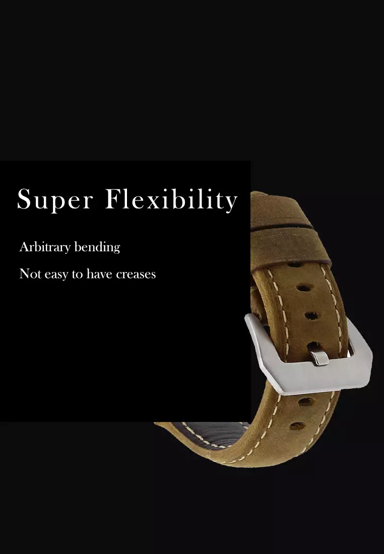 Tali Jam Watch Strap Tali Kulit Pria Buram Leather Strap 20mm Jam Tangan Kulit cokelat