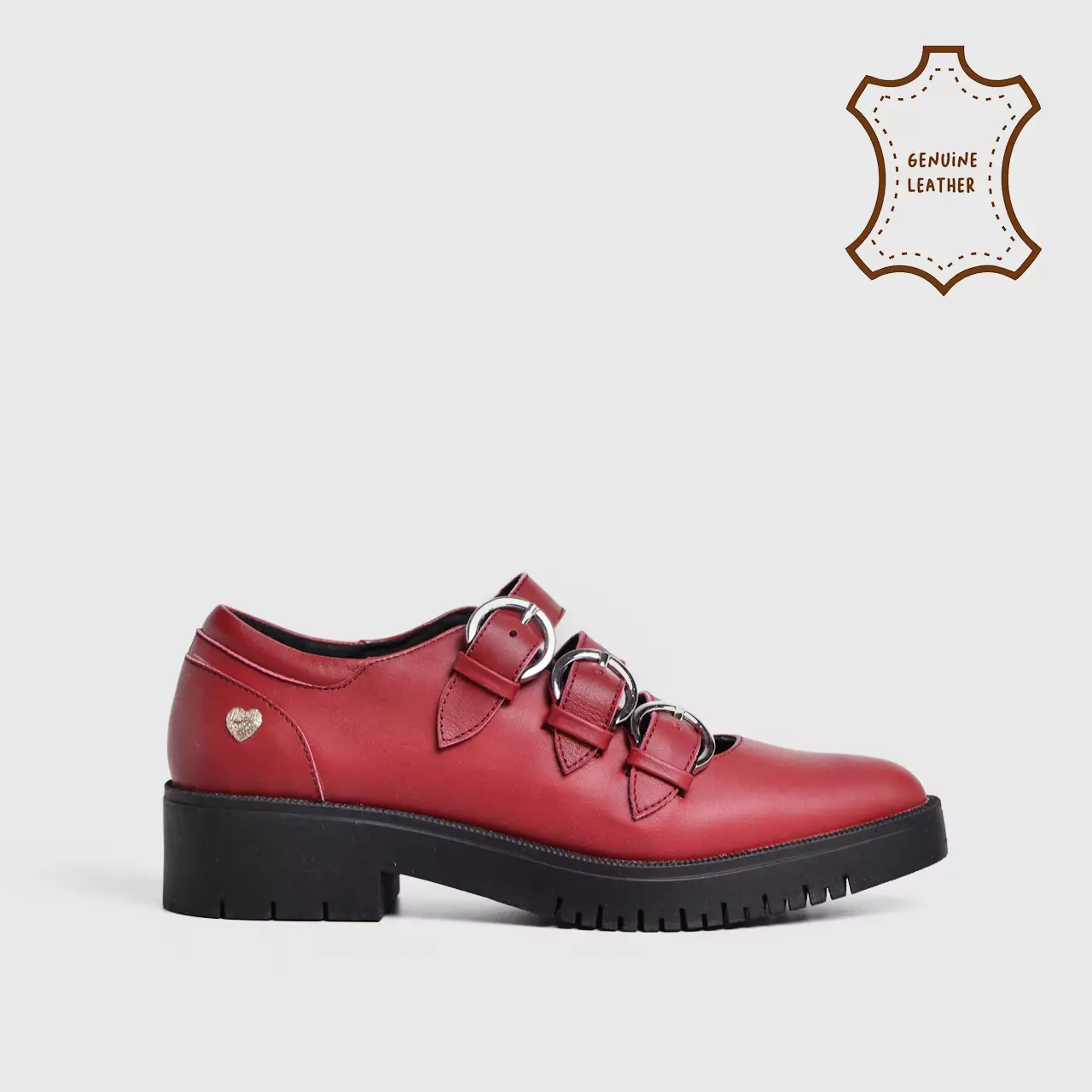 Ganeeta Mary Jane Genuine Leather Maroon