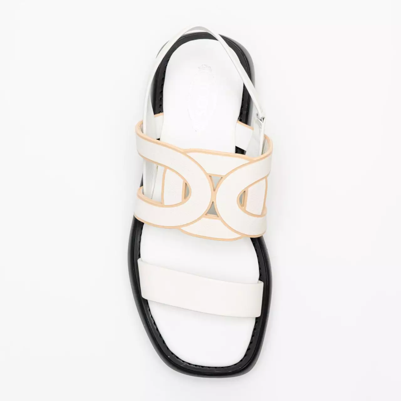 [4.4PRIL KEJUTAN HARGA] Chain Cut-Out Calfskin Leather Kate Sandals Cream