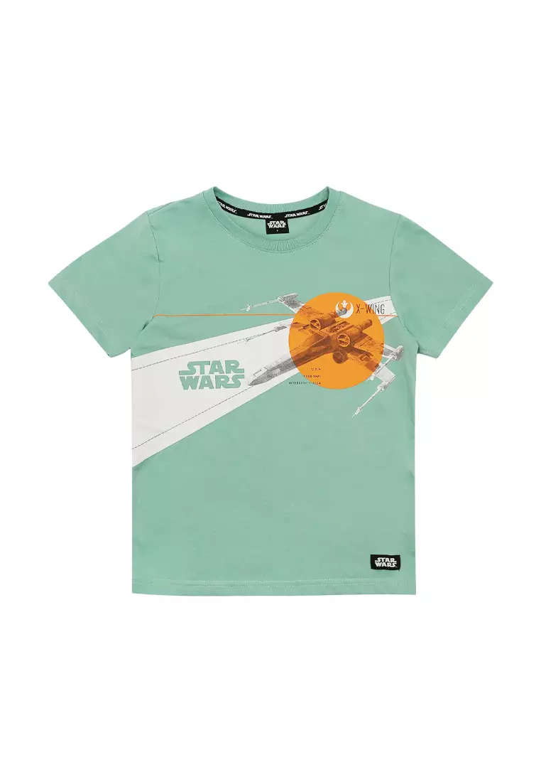 Coton Imprimé Licence Star Wars Boys' Big R2d2 Pop Comic Sounds Graphic Tee, Turquoise Taille M Enfant