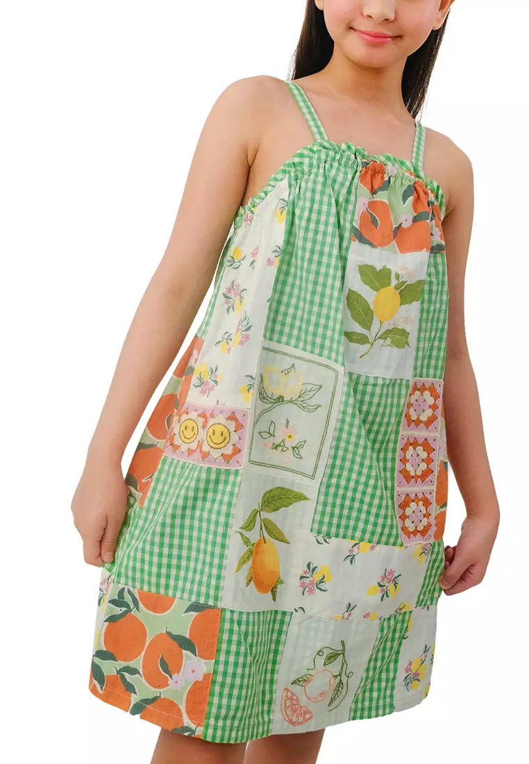 Girls Citrus Patchwork Dress