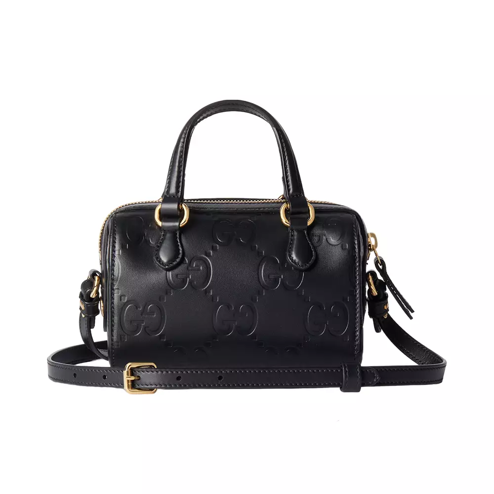 GG Super Mini Top Handle Leather Bag Black