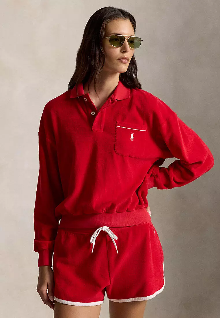 Terry Long-Sleeve Polo Shirt