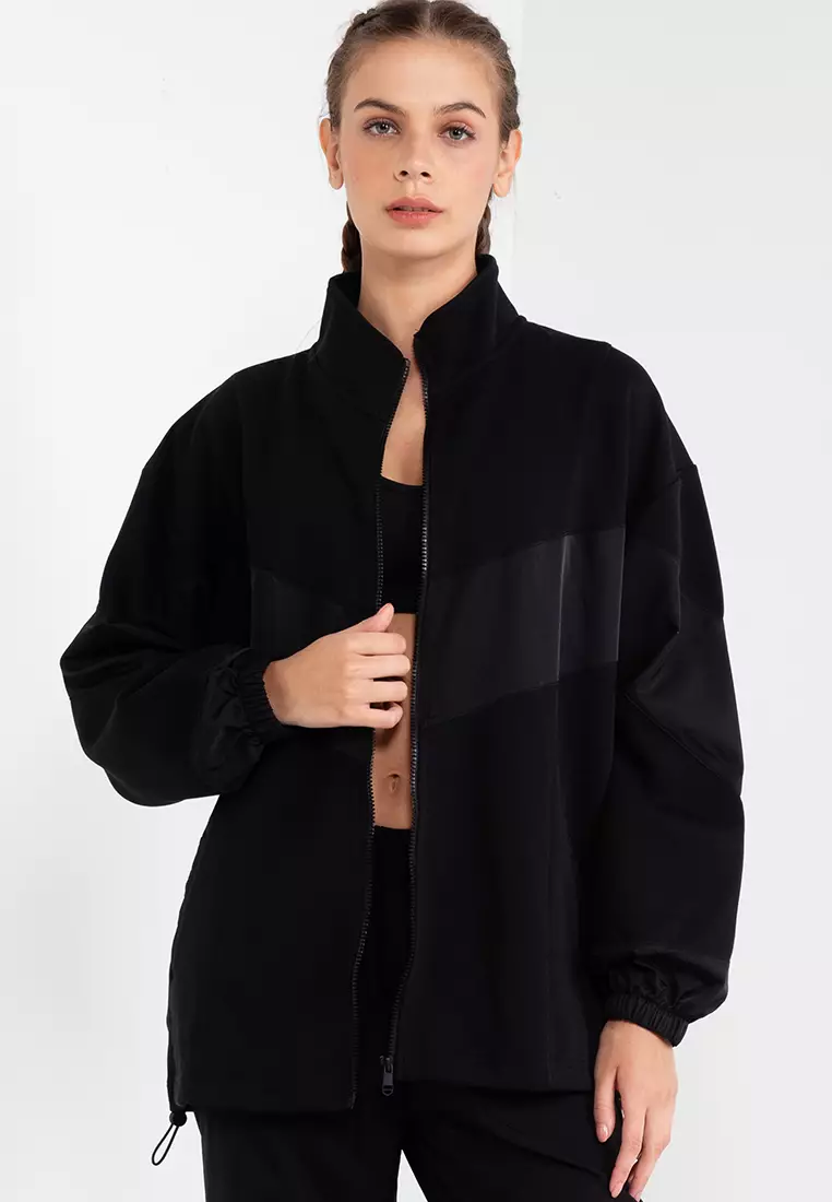 Spliced Fleece Zip Through Jacket