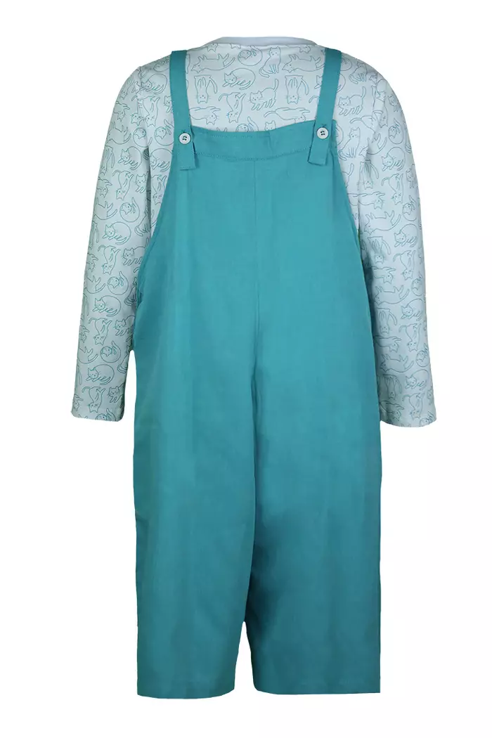 Pito Dito Girl Macaron Overall Celana Midi Anak Perempuan Warna Tosca