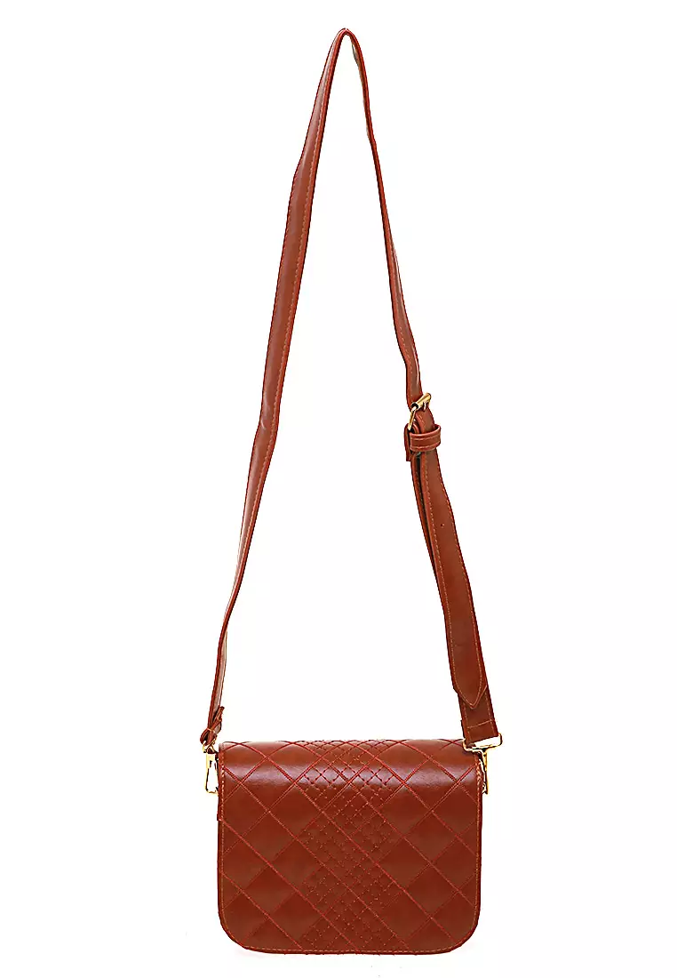 Erolla Tas Selempang Wanita Simple Tali Panjang Slingbags Woman Premium Quality - Brown