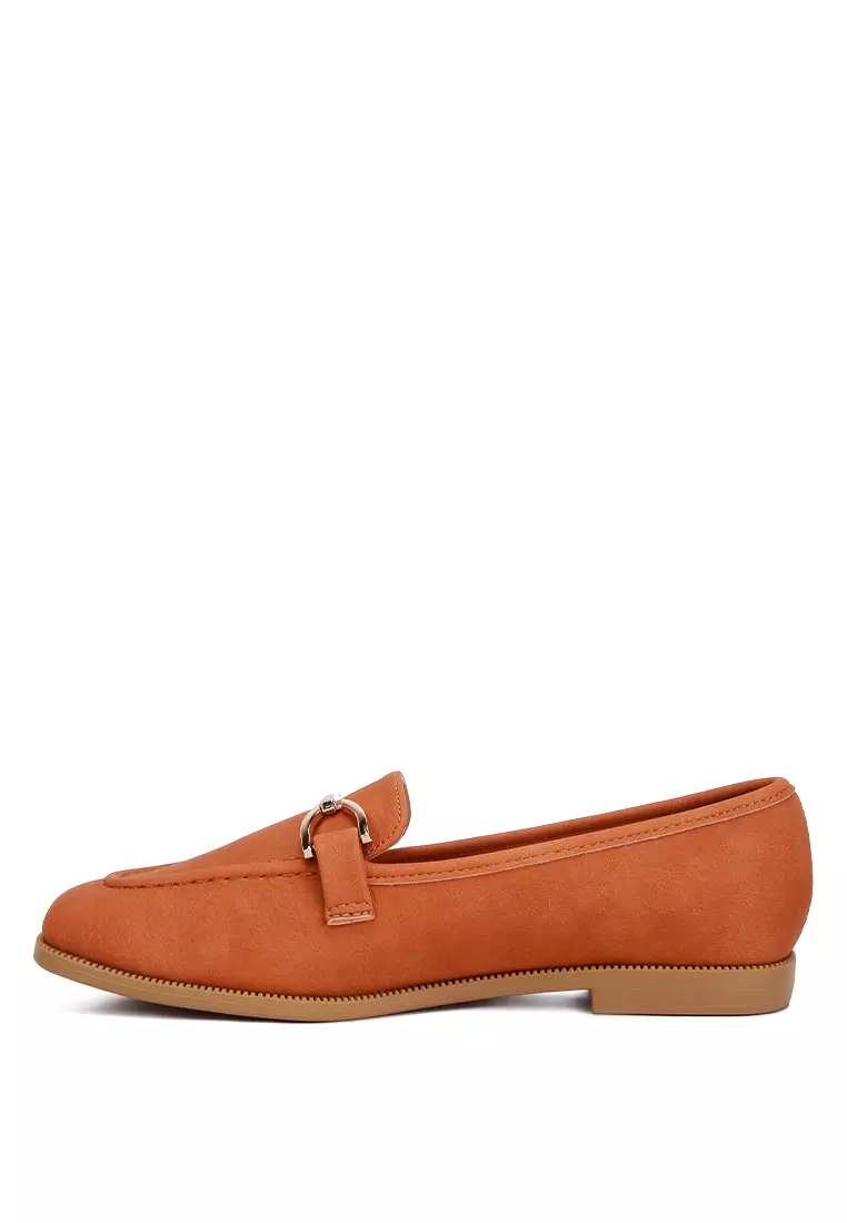 Horsebit Detail Flat Loafers in Tan