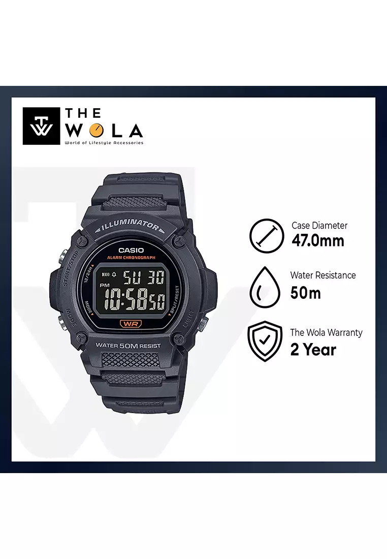 Buy Casio Watches Men's Digital Watch W-219H-8BV Dark Grey Resin Band ...