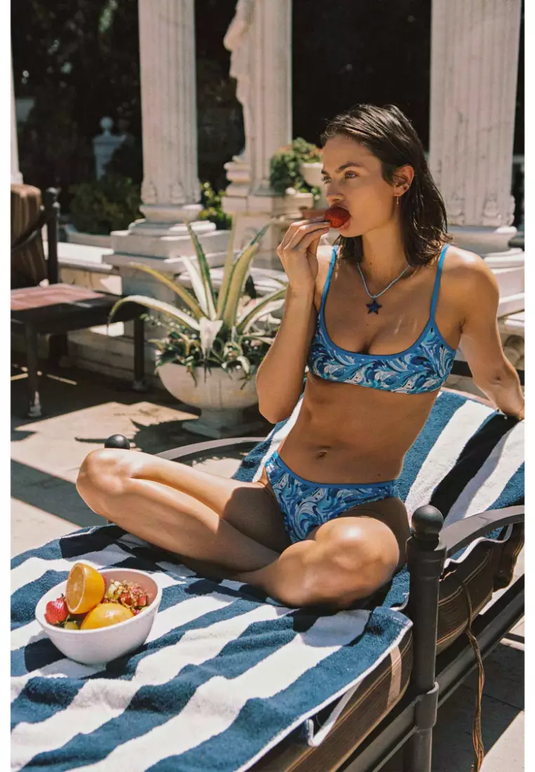 Lydia Scoop Neck Bikini Top / Blue Crush