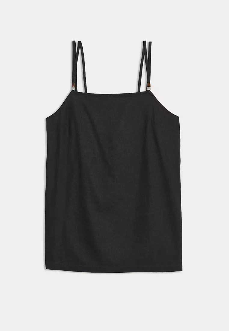 Linen Rich Beaded Longline Cami Top