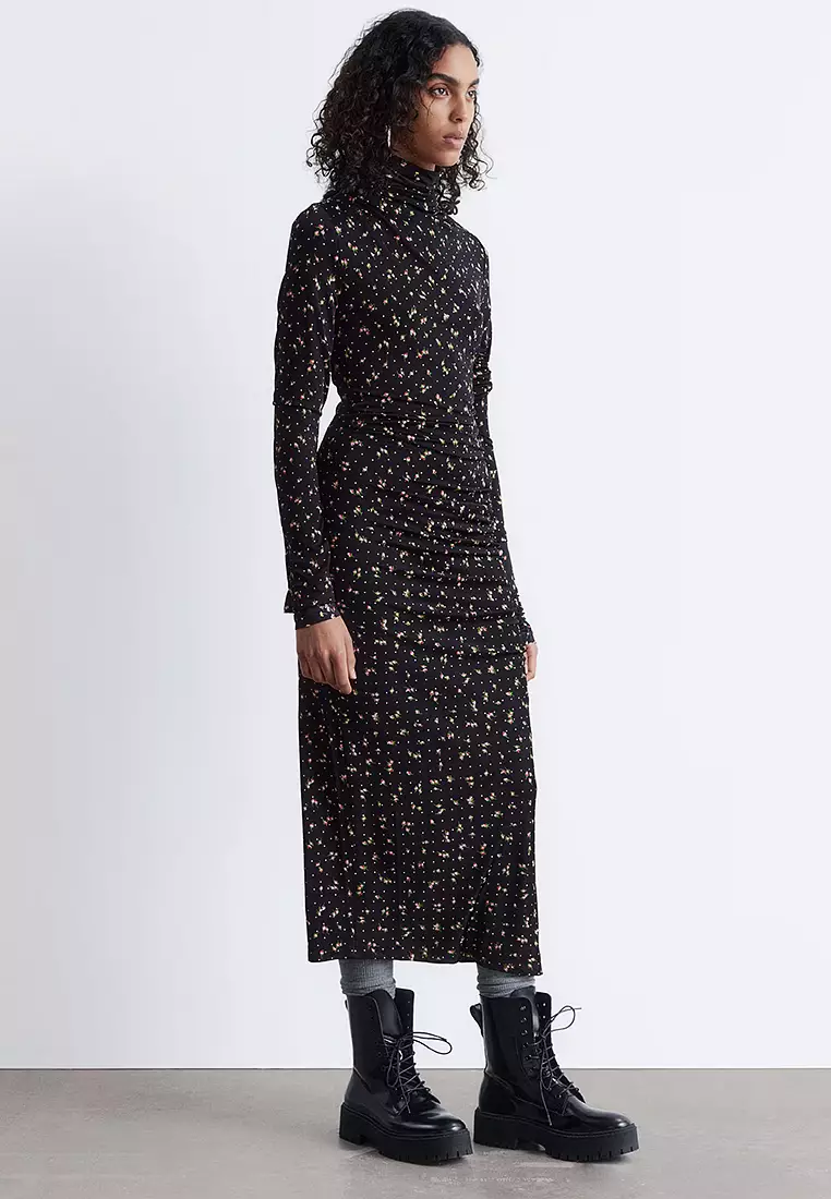 Mock Neck Midi Dress