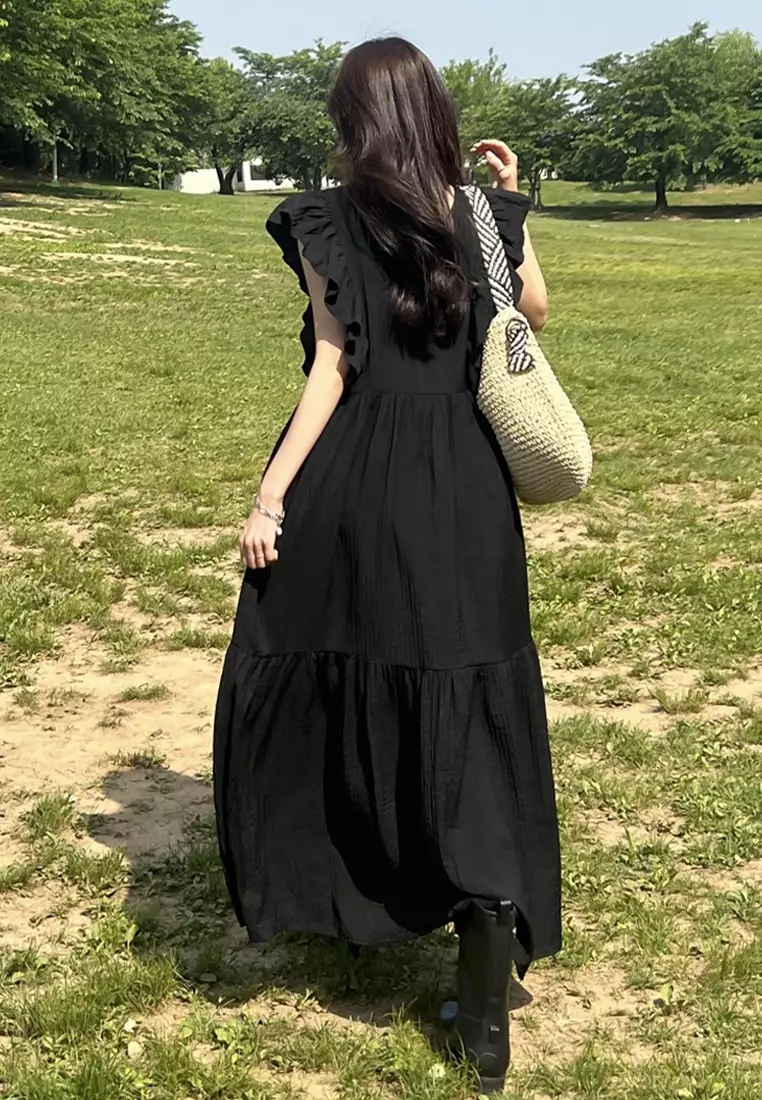 Summer temperament sweet square neck dress CA25032740BK