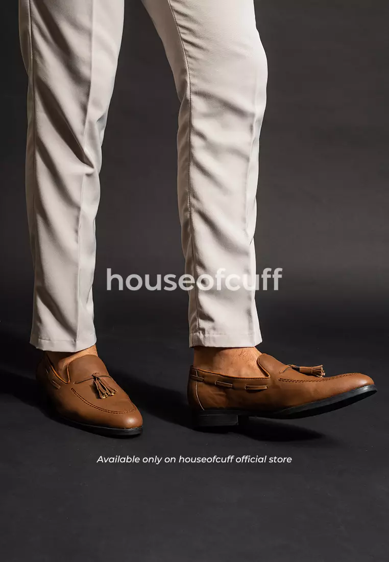 Sepatu kulit pria formal pantofel Tassel loafer coklat houseofcuff