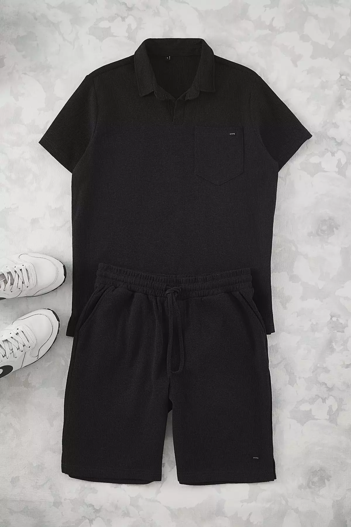 Anthracite Regular Cut Textured Fabric Tagged Polo Neck Tracksuit TMNSS23EM00003