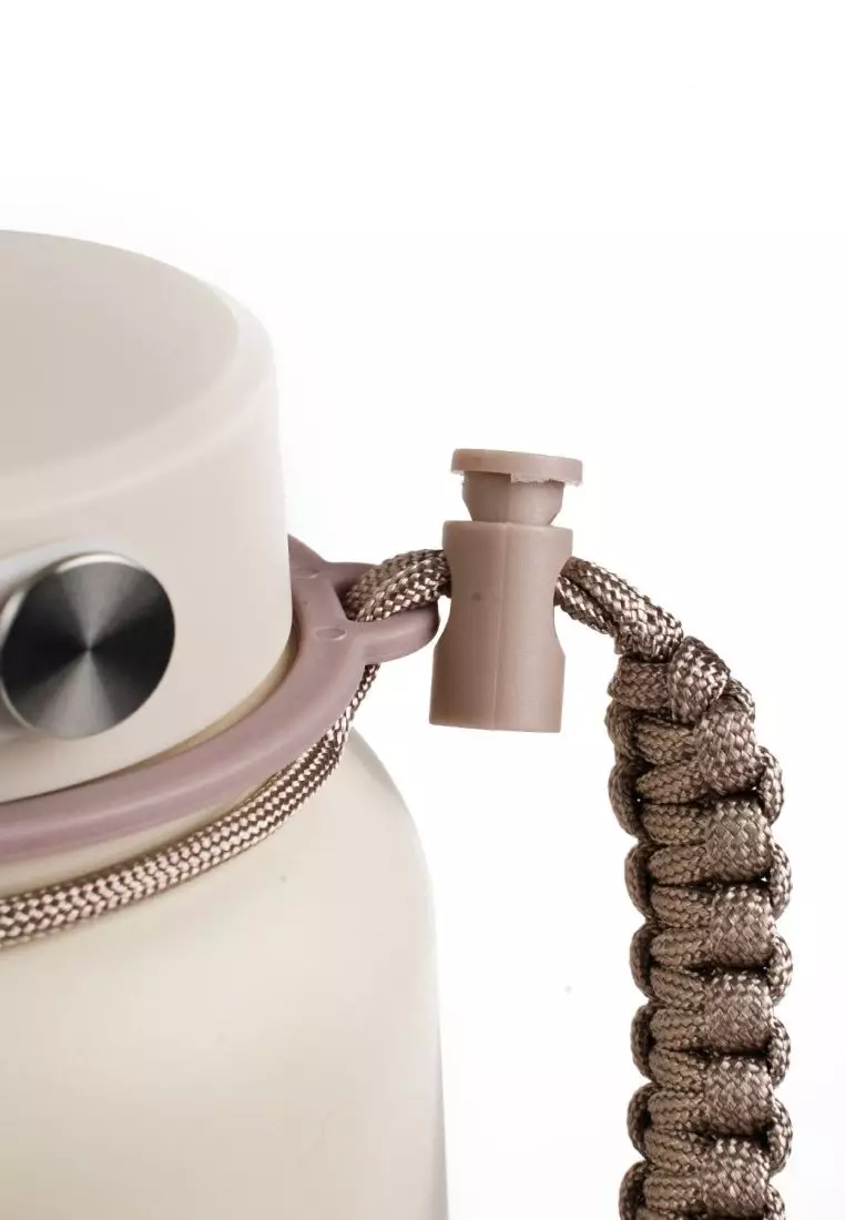Crossing Paracord Bottle Carrier Strap with Carabiner - Beige