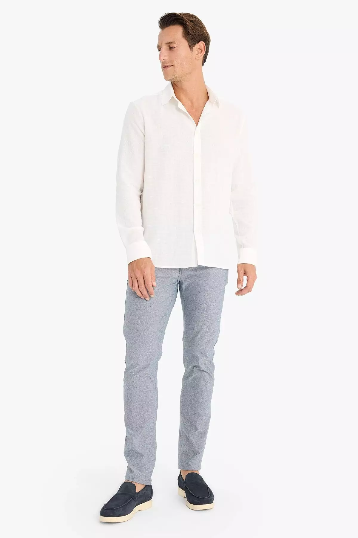 Summer Chino Canvas Textured Trousers Slim Fit Slim Fit Pockets Narrow Leg T1055Az25Sp