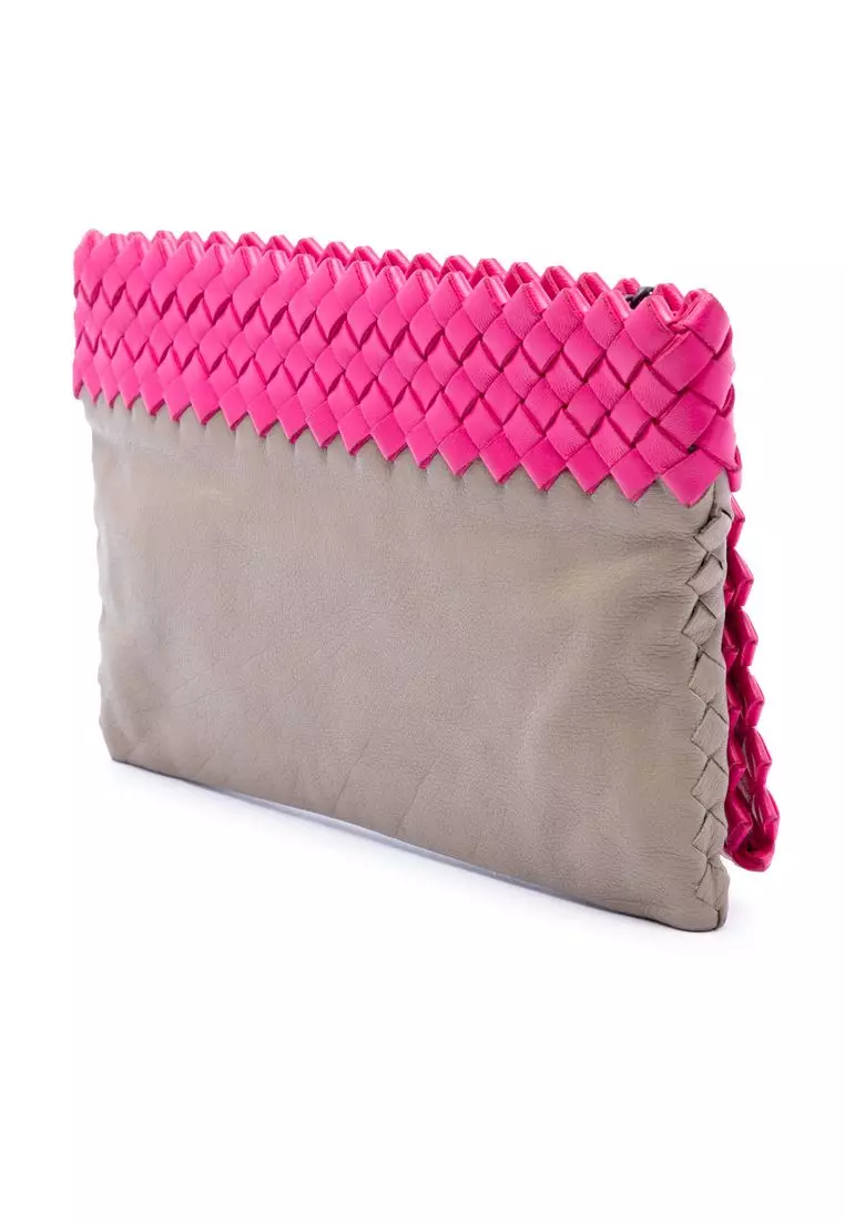 Pre-Loved Bottega Veneta Intrecciato Trimmed Bicolor Nappa Clutch