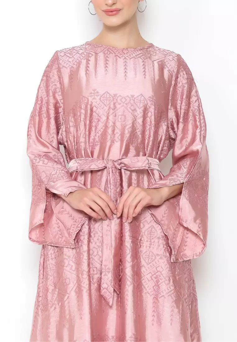 Rinjanie Batik x Senorita - Pink Muda - Gamis Tunik Bordir Gamis Wanita Modern - Dress Wanita Muslimah - Tunik Bordir Series - GTBB - PK