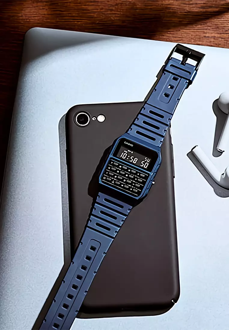 Casio Calculator - Jam Tangan Pria - Blue - Resin Strap - CA-53WF-2BDF