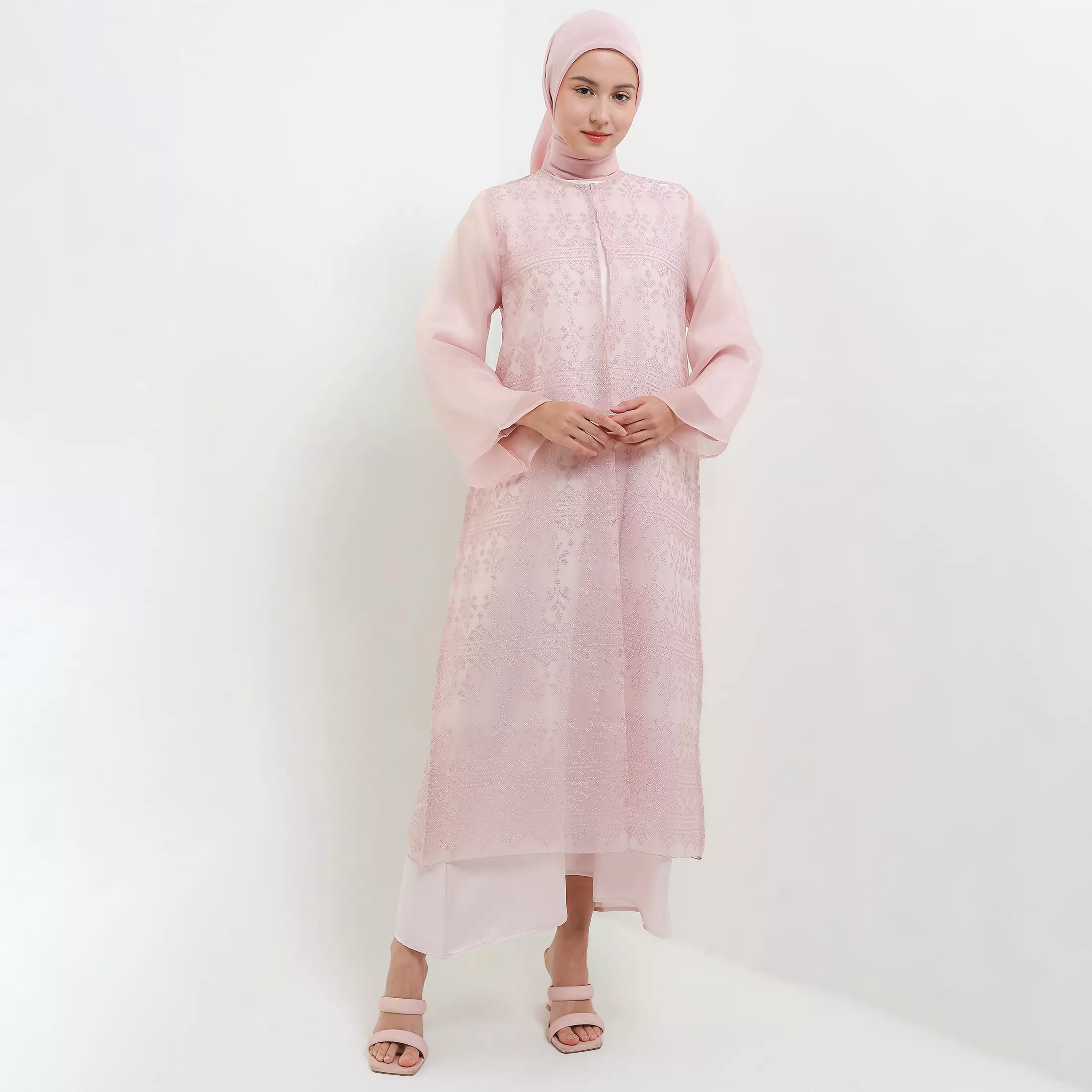 MFMW Anantari Dress Gamis Brukat Pink Motif