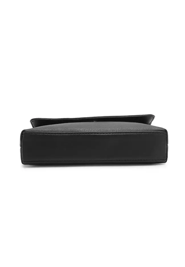 Faux Leather Sling Bag / Crossbody Bag - Black