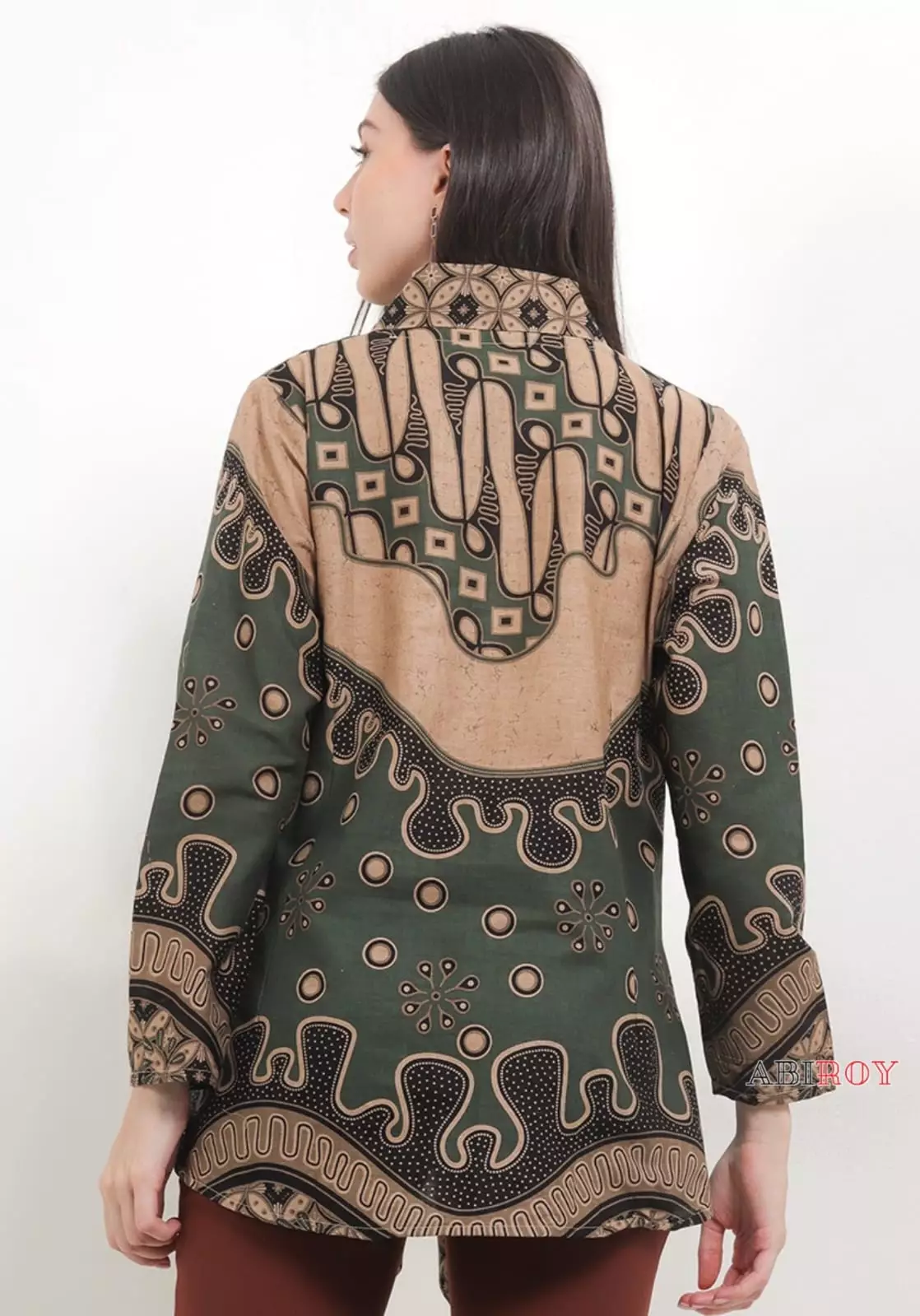 Blouse Batik Ardiwangsa Hijau Premium Slimfit Elegant NLN