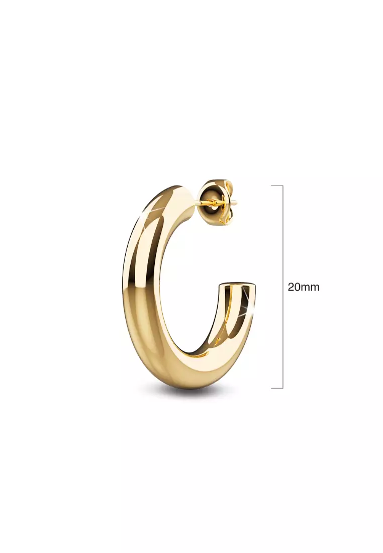 Creole C-Hoop Gold Layered Earrings 20mm