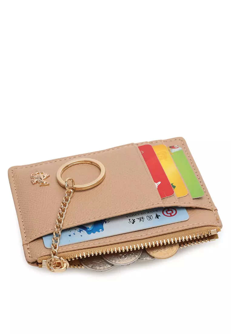 Women's Card Holder With Coin Compartment - Beige
