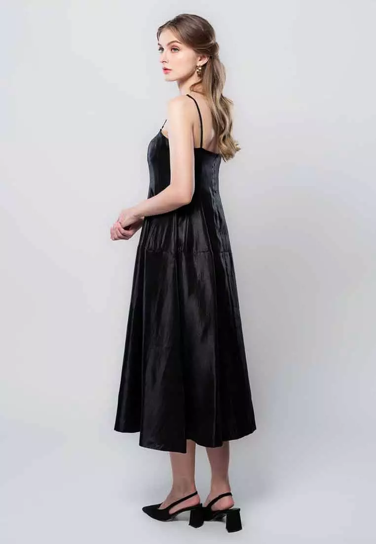 Orivelle Sleeveless Satin Dress with Adjustable Strap