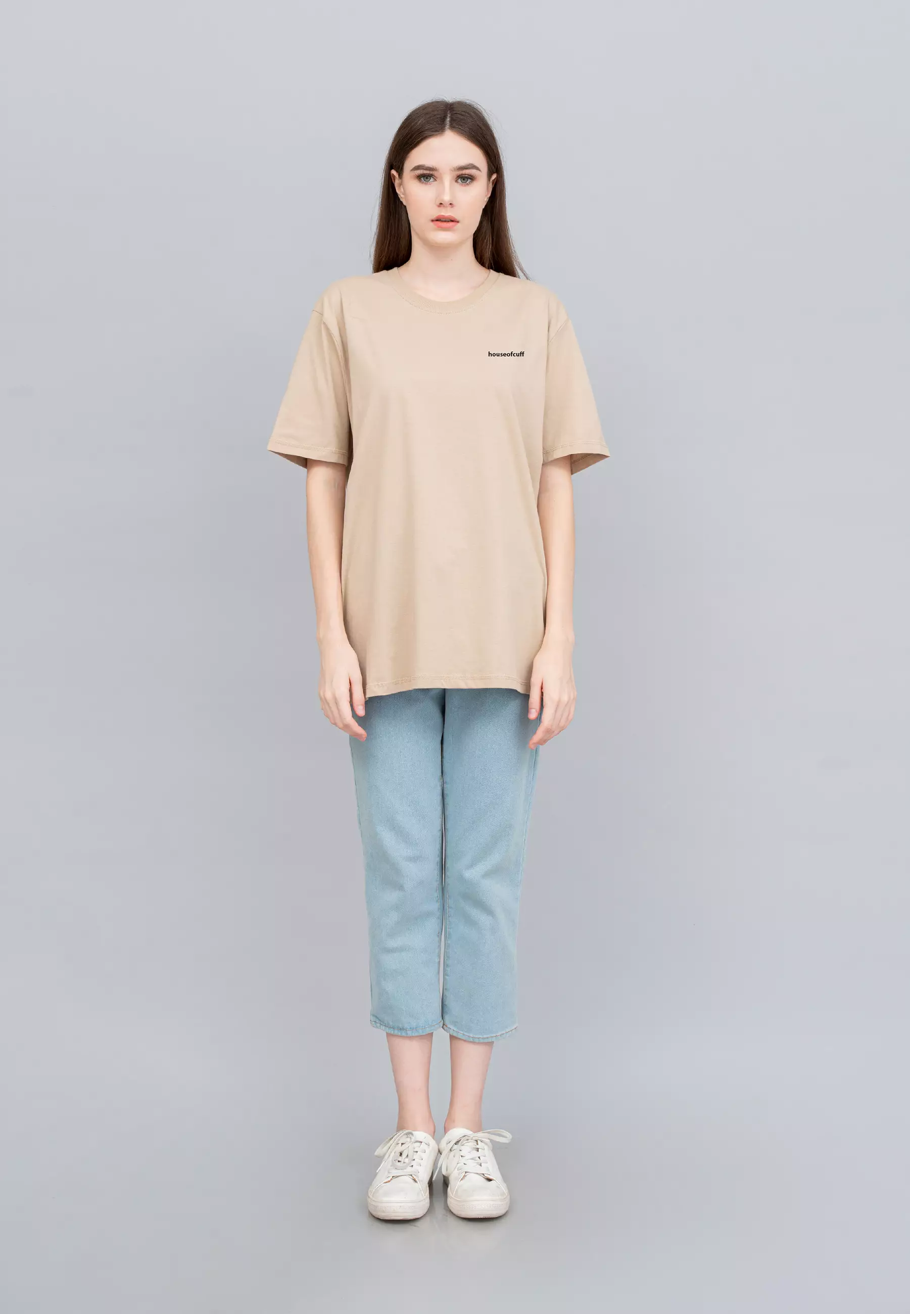 Houseofcuff T-shirt Kaos Polos Pendek Cream Wanita Tersedia Size S-4XL