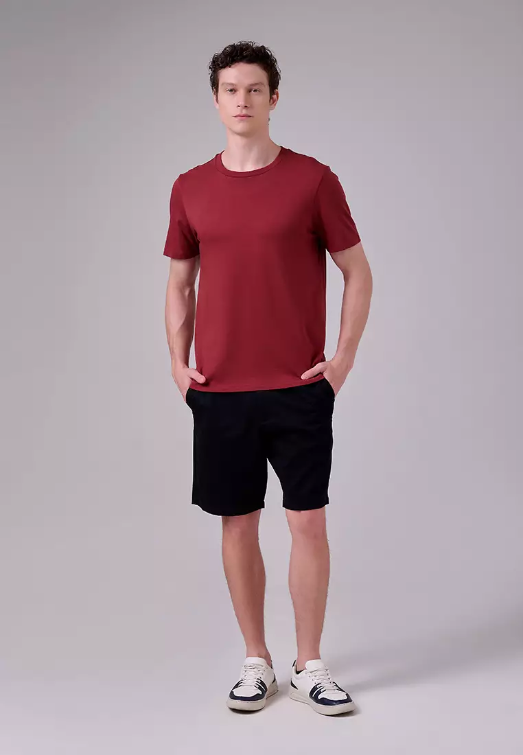 MANZONE - Kaos Pima Cotton Lengan Pendek Pria Jesper 2 Slim Fit - Maroon Colour Maroon