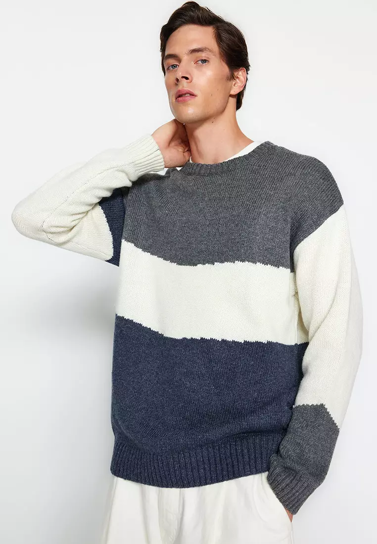 Color block knit sweater discount