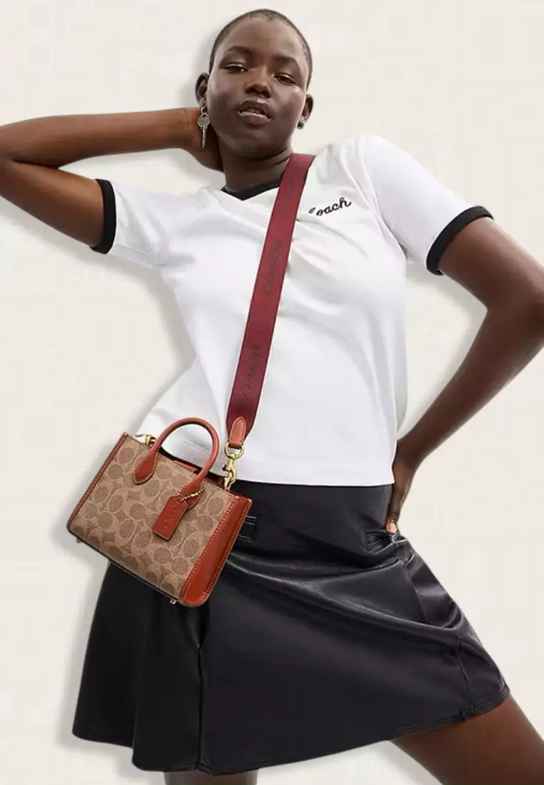 Coach Ace Tote Bag 17 In Signature Canvas Tan Rust