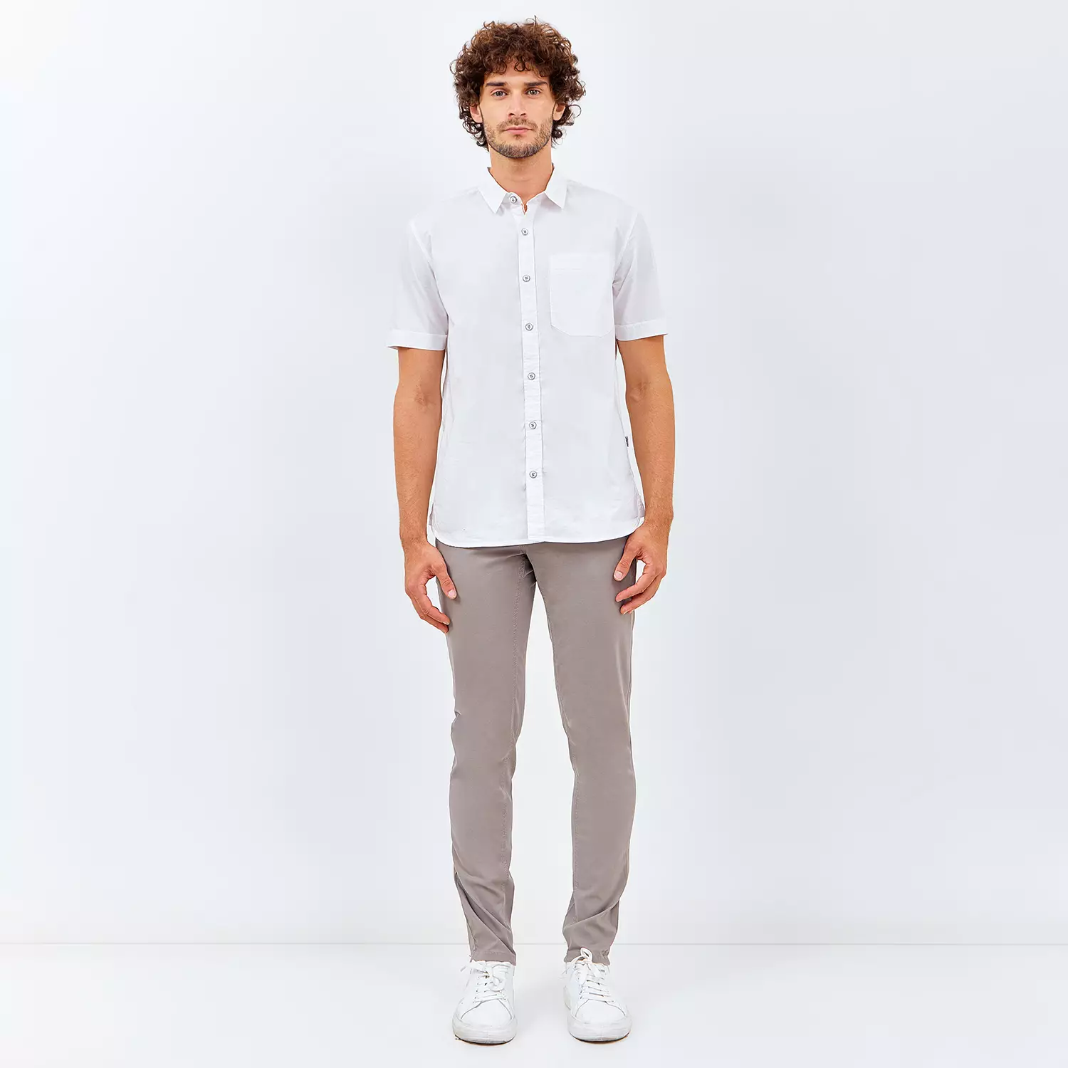 EMBA DENIM - Celana Panjang Pria Slimfit Stretch Material Chino Warna Grey - Trosic