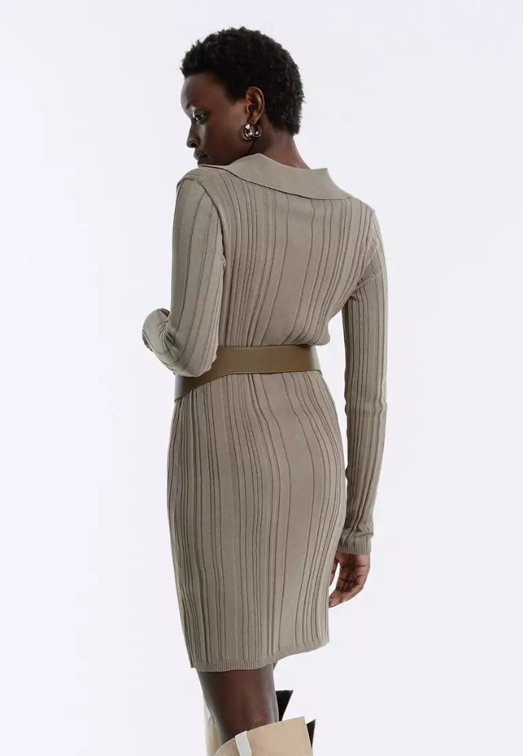 Trois Logo Knit Mini Dress - beige / M 【公式通販】