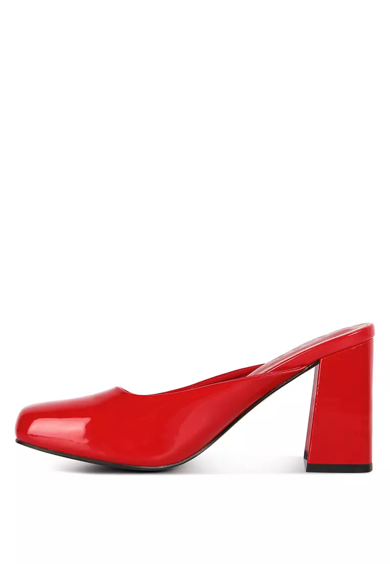 Red 2025 patent mules