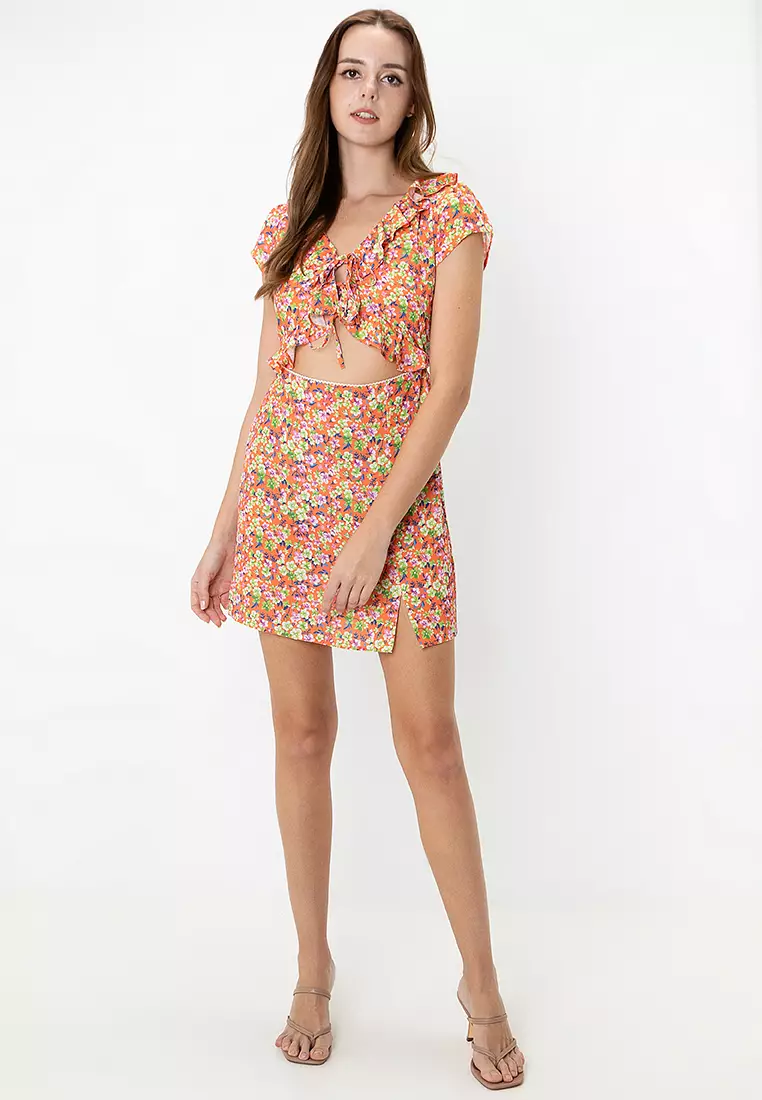 chinese dress ladies Asos Design Lace Mini Dress With Pleated Chiffon And Satin Belt In Rust  Orange