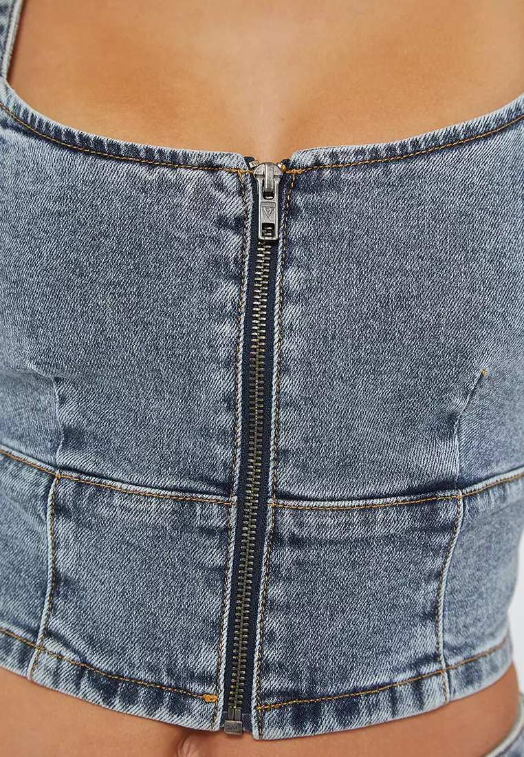 Originals Zip Bustier Denim Top