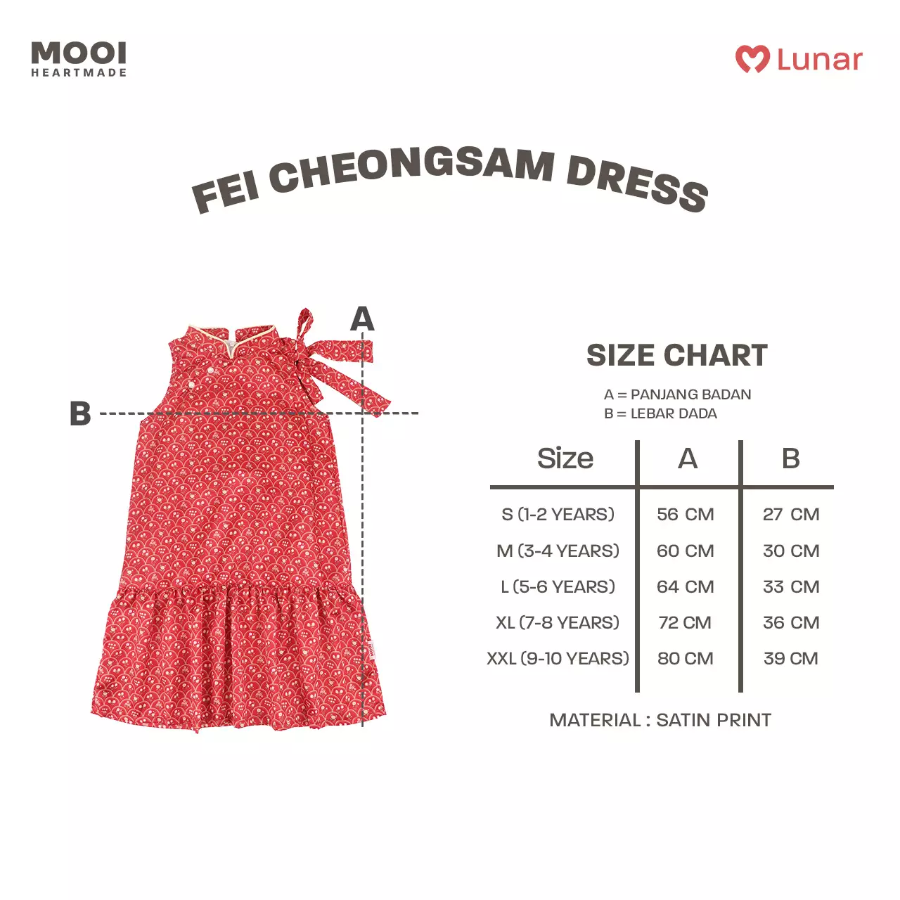 Mooi Dress Anak Perempuan Lunar Collection Fei Cheongsam Dress - Trellis Cream