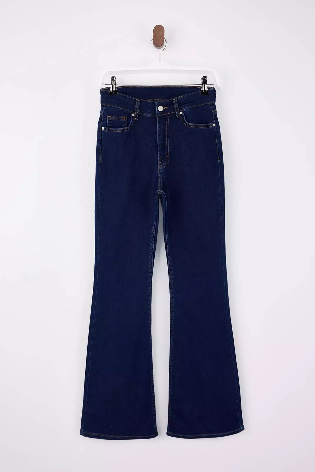 Dark Blue High Waist Flare Soft Extra Stretch Knitted Jeans Twoss26Je91