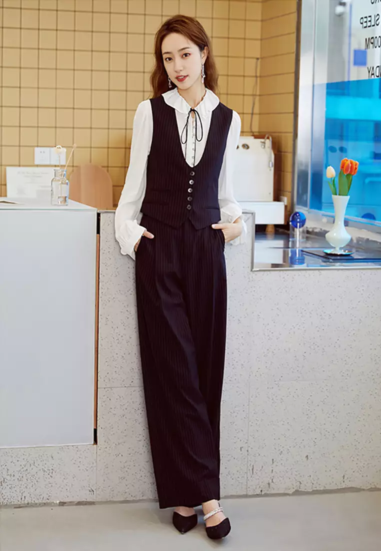 Striped Loose Fit Formal Pants