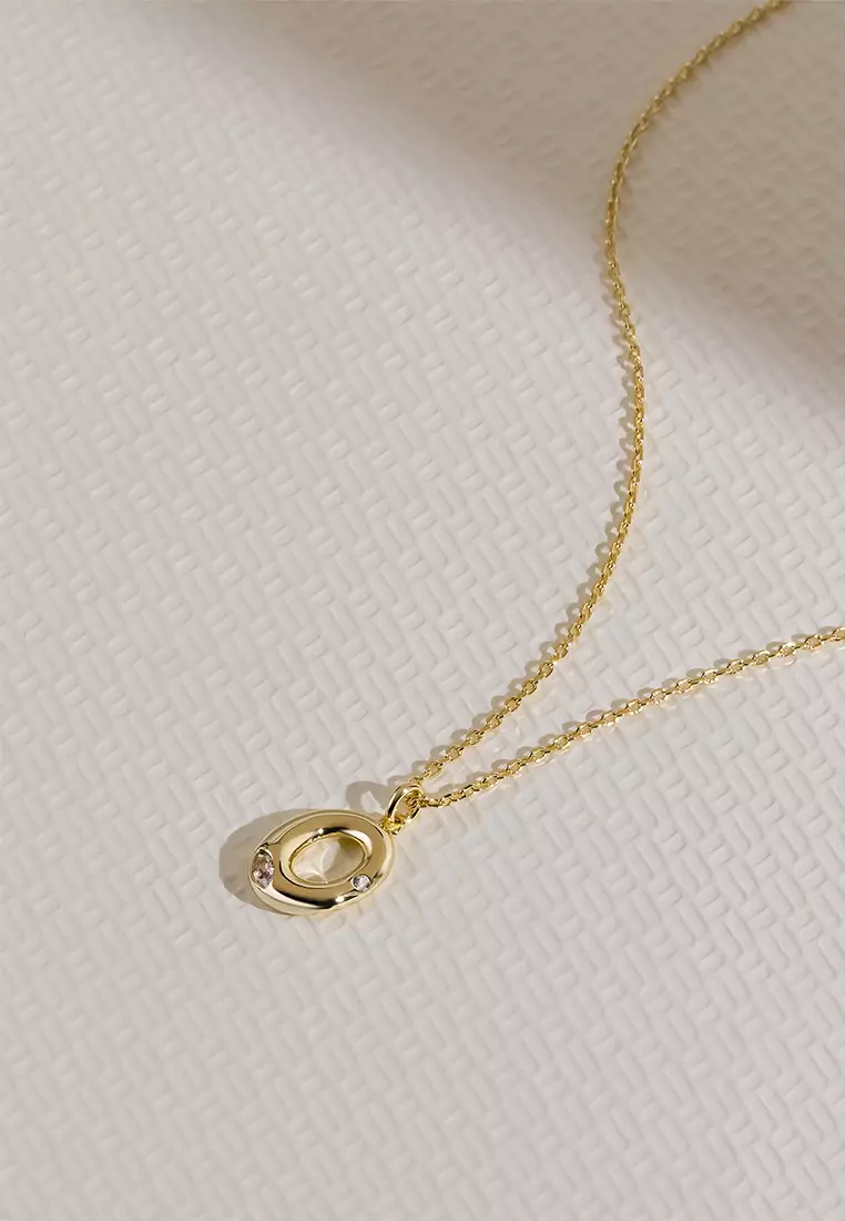 Alphabet Bubble Pendant Necklace - Letter O