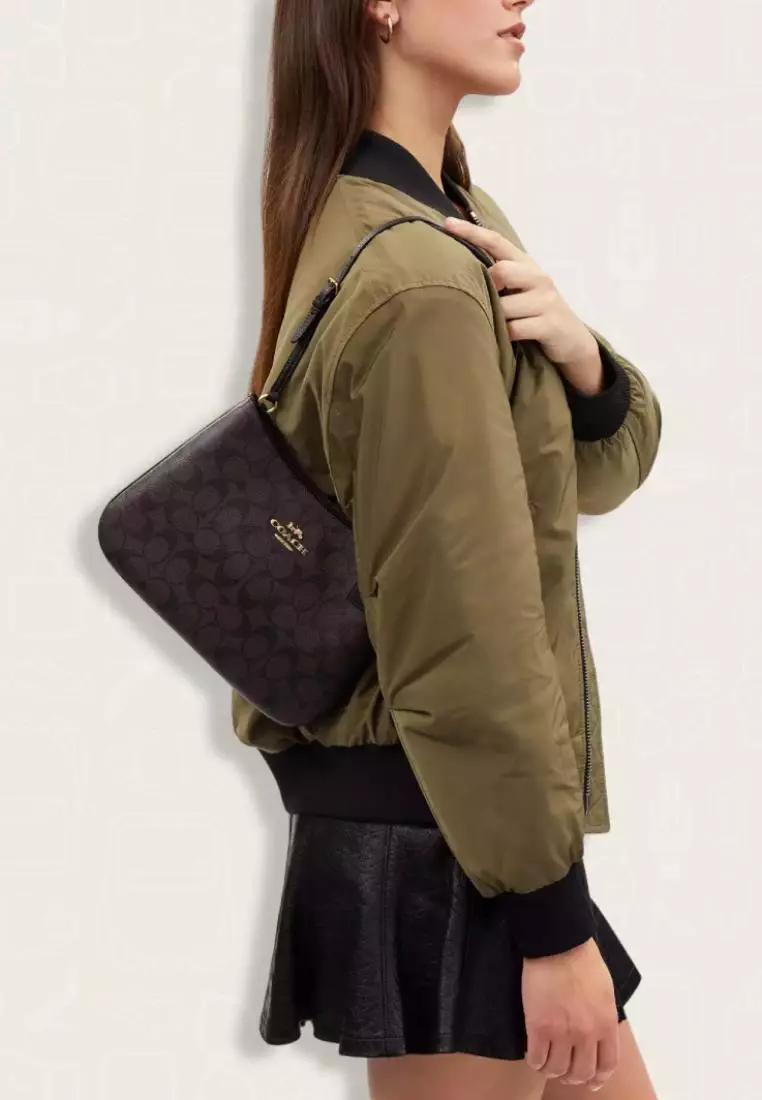 Coach Penelope Shoulder Bag In Signature Canvas Brown Black