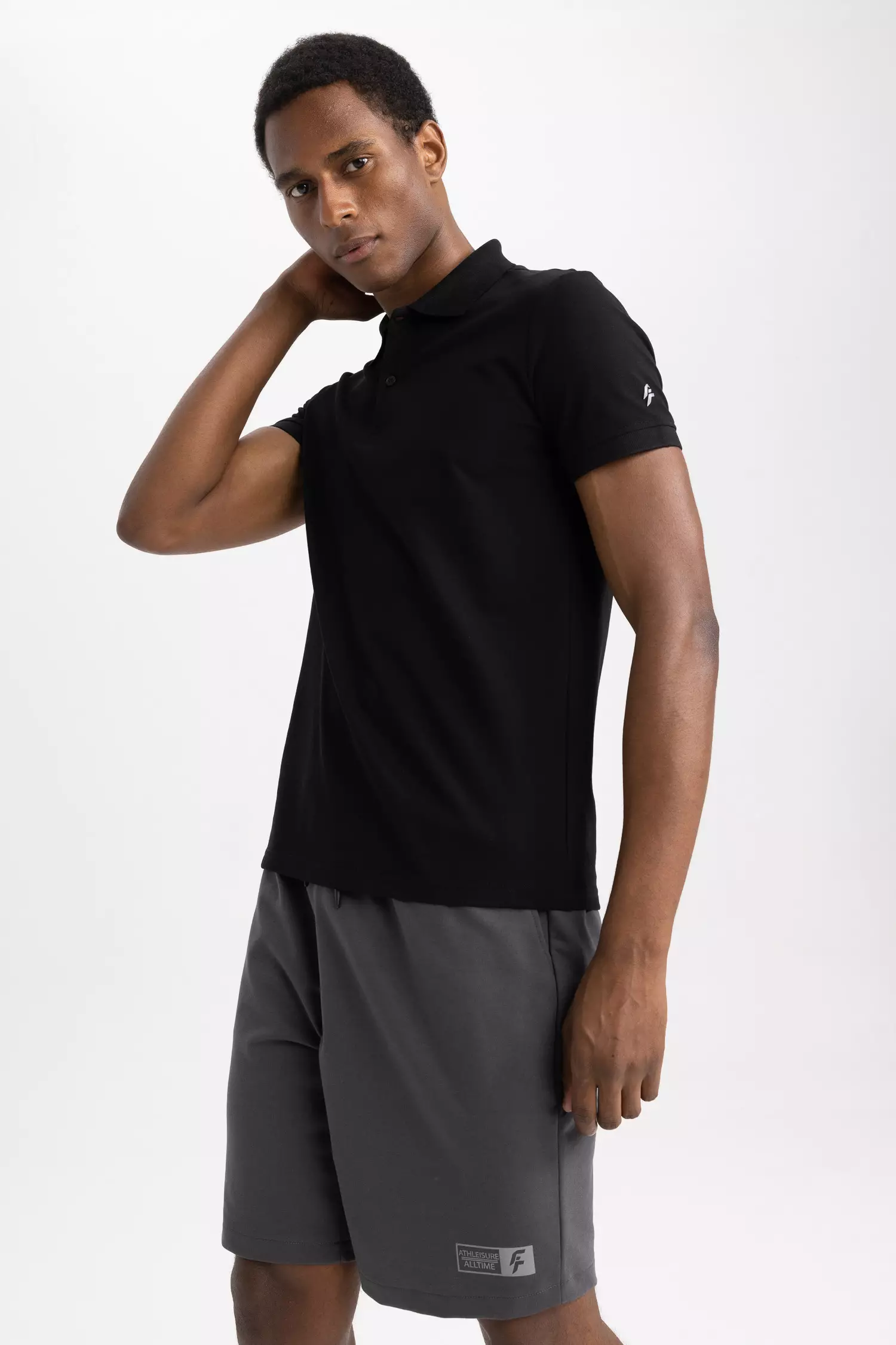 slim fit polo tees black