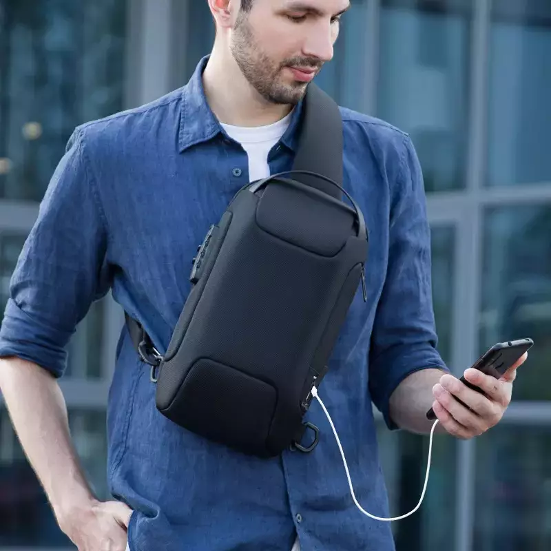 Mark Ryden MR7116 Tas Selempang Pria WaistBag Pria Sling Bag Pria Crossbody Bag TSA Lock - BLACK